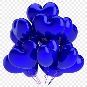HD Realistic Dark Blue Balloons Hearts Valentine Love PNG