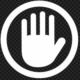 HD White Round Hand Stop Icon PNG