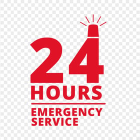 24 Hours Emergency Service Red Logo Icon Sign PNG