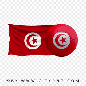 HD Tunisia Flag With Soccer Football Ball PNG