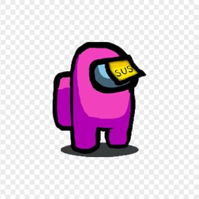 HD Among Us Pink Crewmate Character With Sus Sticky Note Hat PNG