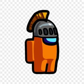 HD Among Us Crewmate Orange Character With Knight Helmet PNG