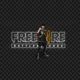HD FF Shirou Character With Neon Free Fire Logo PNG