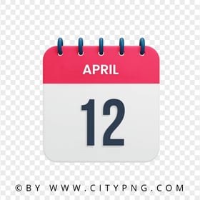 12 April Date Vector Calendar Icon HD Transparent Background