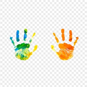 HD Colorful Two Realistic Handprint PNG