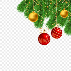 Vector Pine Branch Christmas Border Corner PNG