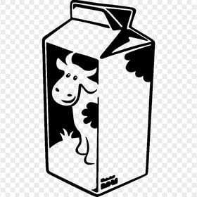HD Black Outline Cow Milk Box Carton Icon PNG