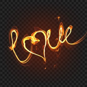 HD Love Word Text Fire Transparent PNG