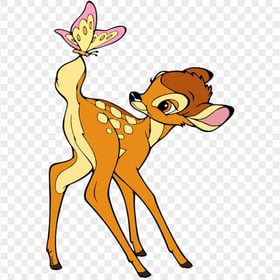 Deer Cartoon Bambi Pink Butterfly