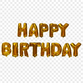 Golden Gold Happy Birthday Balloons Words PNG Image