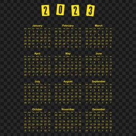 2023 Calendar Yellow Colour PNG