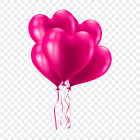 HD Realistic Pink Heart Balloons Valentine's Day PNG