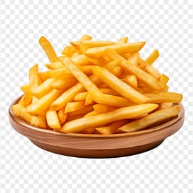 French Fries On Round Wooden Plate HD Transparent Background