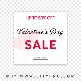Valentine's Day Up To 50 Percent Off Banner Template PNG