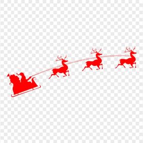 Santa Sleigh & Reindeer Red Silhouette PNG