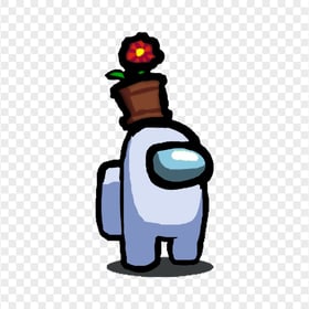 HD Among Us White Crewmate Character With Flower Pot Hat PNG