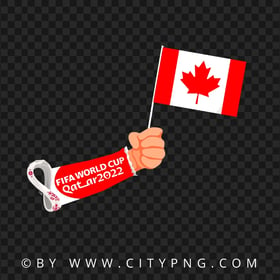 HD World Cup 2022 Hand Holding Canada Flag Pole PNG
