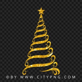 HD Beautiful Gold Ribbon Line Glitter Christmas Tree PNG