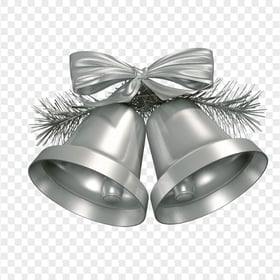 HD Two Silver Christmas Decorated Bells PNG