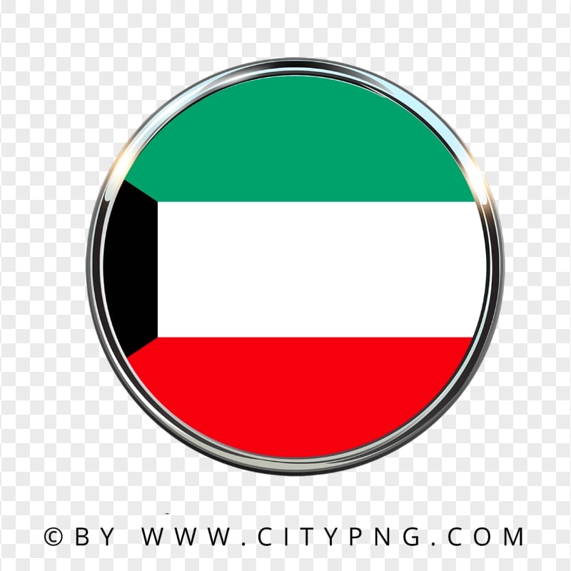 FREE Kuwait Round Metal Framed Flag Icon PNG