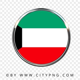 FREE Kuwait Round Metal Framed Flag Icon PNG