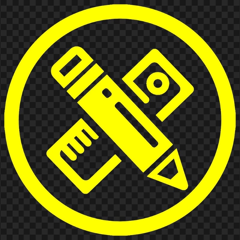 HD Yellow Round Icon Contains Pencil and Ruler PNG | Citypng