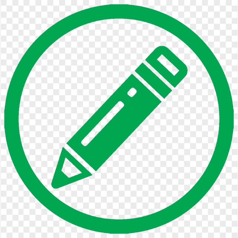 HD Green Round Pencil Icon PNG