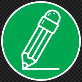 HD Green & White Round Pencil Icon Outline PNG