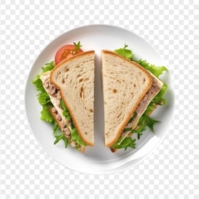 HD Top View Classic Tuna Sandwich Cheese Cut in Half PNG