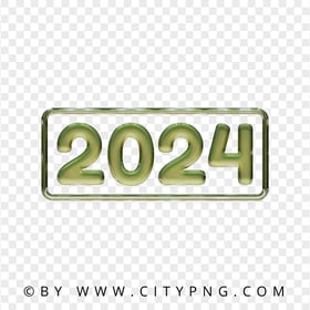 Green 2024 Text With Frame Glossy Style PNG