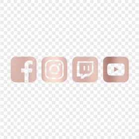 HD Rose Gold Facebook Instagram Twitch Youtube Square Icons PNG