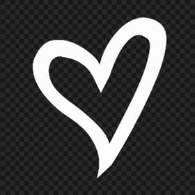 White Outline Hand Drawn Heart PNG