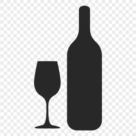 Black Wine Glass And Bottle Icon PNG