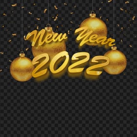 Happy New Year 2022 With Gold Ornaments Balls