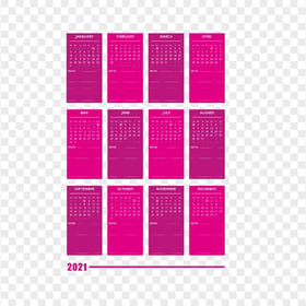 HD 2021 Creative Pink Calendar With Notes Section Clipart PNG