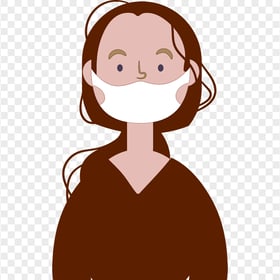 Cartoon Woman With Surgical Mask Safety Vector