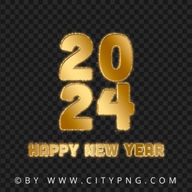 2024 Merry Christmas Gold Text Design PNG