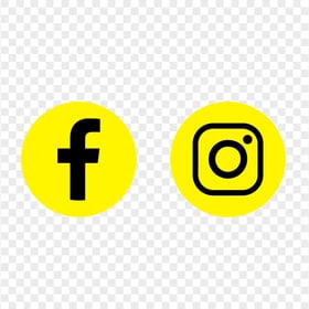 HD Facebook Instagram Yellow & Black Round Icons PNG