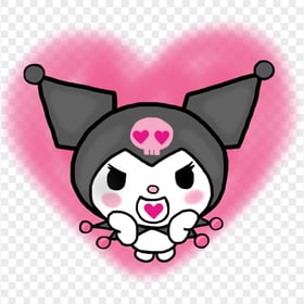 Lovable Kuromi with Heart Illustration HD Transparent PNG