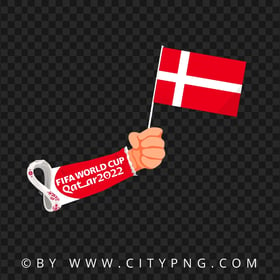 World Cup 2022 Hand Holding Denmark Flag Pole FREE PNG