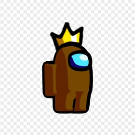HD Brown Among Us Crewmate Character With Crown Hat PNG