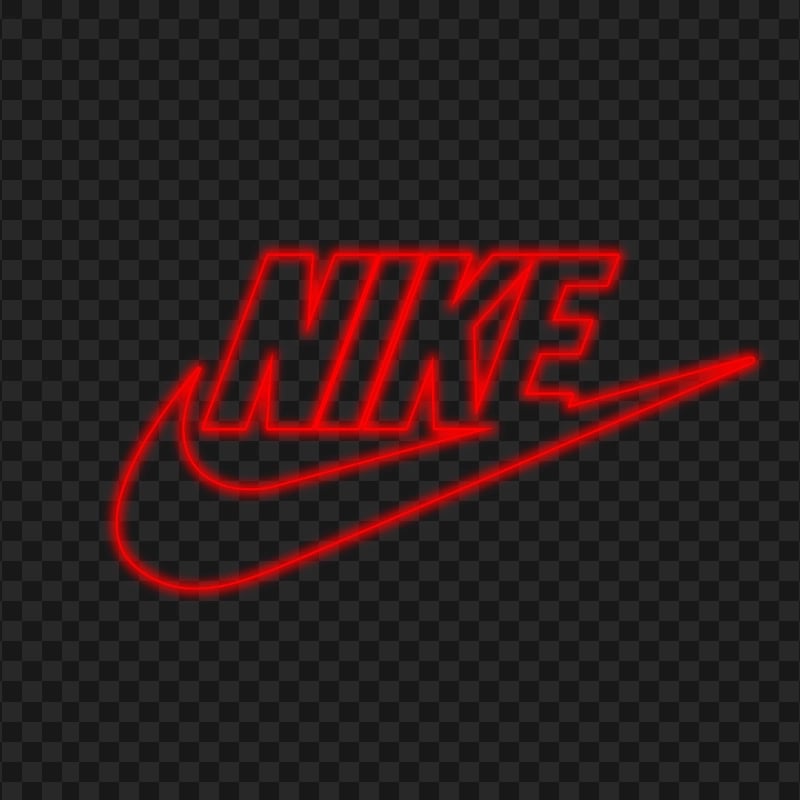 HD Red Outline Neon Nike Tick And Text Logo PNG | Citypng