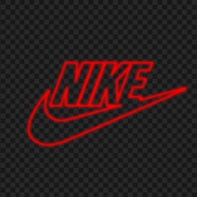 HD Red Outline Neon Nike Tick And Text Logo PNG