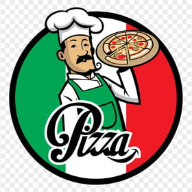 Italian Pizza Chef Logo Illustration Transparent PNG