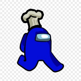 HD Blue Among Us Character Walking With Chef Hat PNG