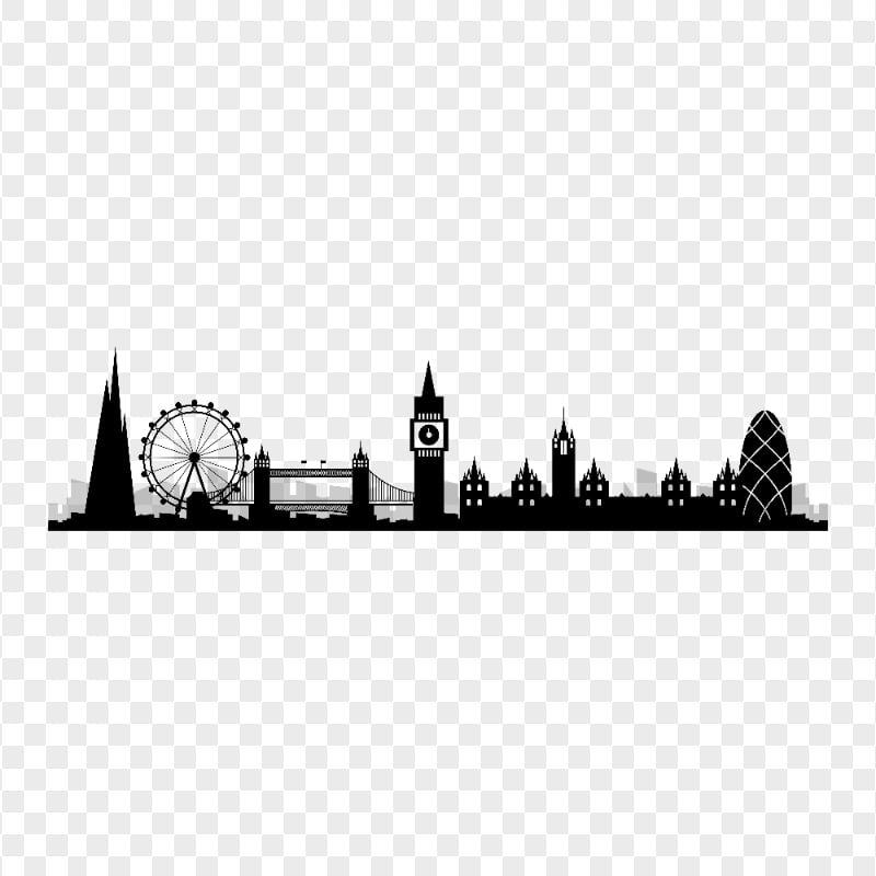London City Skyline Cityscape Black Silhouette PNG | Citypng