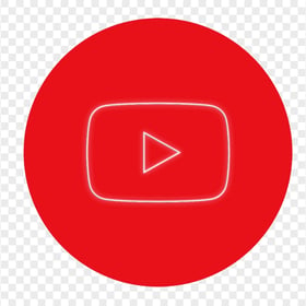 HD Red Round Shape Contains White Neon Youtube Sign Symbol PNG