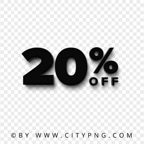 Black 20 Percent OFF Discount Text Logo Sign HD PNG
