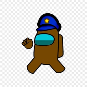 HD Brown Among Us Character With Police Hat PNG