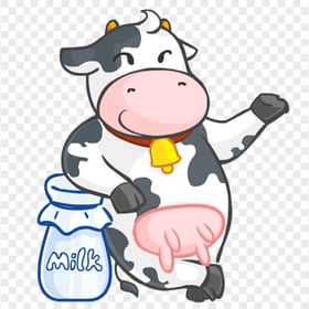 Transparent HD Standing Up Cartoon Cow Clipart Character